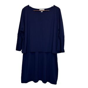 Coldwater Creek Dress PL Navy Blue Easy Does It Ponte 3/4 Sleeve Stretch Large